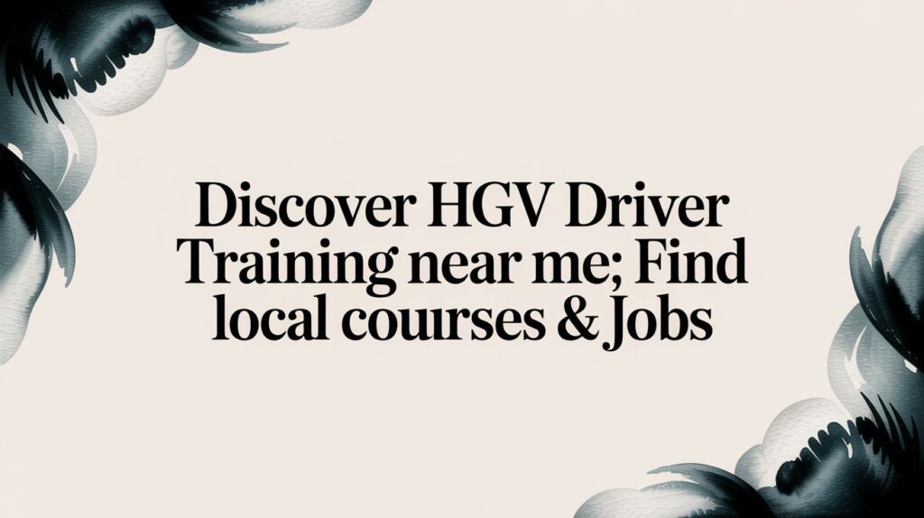 Discover HGV Driver Training Near Me: Find Local Courses & Jobs