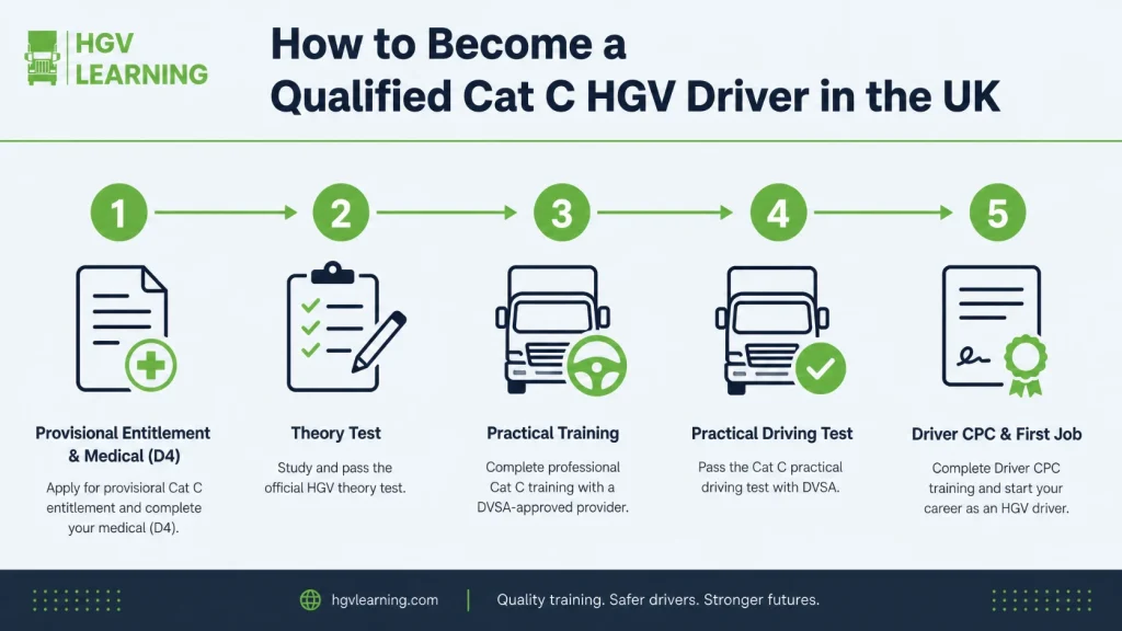 Five step path to getting a full Cat C HGV licence